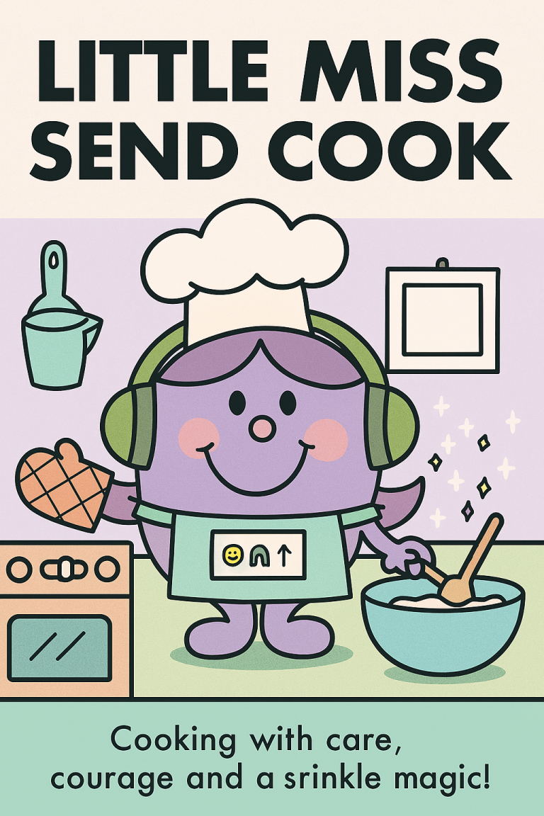 Little miss SEND cook Little miss cooking. purple with cooks hat